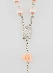 Lourdes Rosary Mother-of-Pearl Beads and Roses
