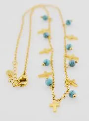 Religious Necklace with Crosses and Beads