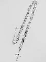 Religious Necklace Hammered Cross - Stainless steel