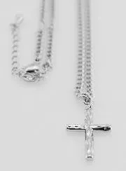 Religious Necklace Hammered Cross - Stainless steel