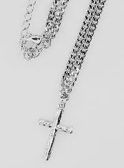 Religious Necklace Hammered Cross - Stainless steel