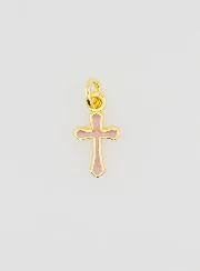 Charm Pendant Cross 10mm - Pink