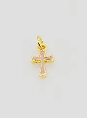 Charm Pendant Cross 10mm - Pink