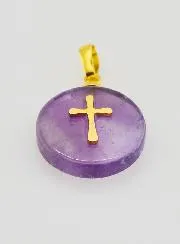 Translucent Medal with Cross - Purple