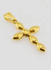 Cross Pendant in Golden Stainless Steel and Zirconia  - 25mm