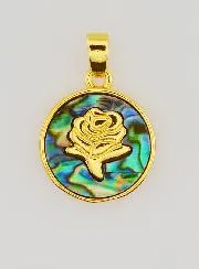 Abalone Shell Medal with Rose - 14mm