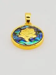 Abalone Shell Medal with Rose - 14mm