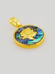 Abalone Shell Medal with Rose - 14mm