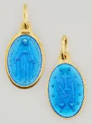 Miraculous Medal in Gold Plated Silver and Enamel - 17mm