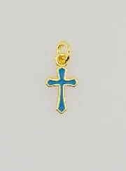 Cross Charm Pendant 10mm - Blue