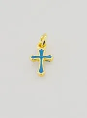Cross Charm Pendant 10mm - Blue