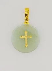 Translucent Medal With Cross - Green