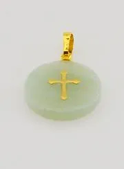 Translucent Medal With Cross - Green