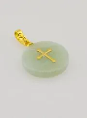 Translucent Medal With Cross - Green