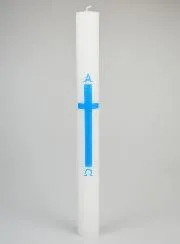 Alpha Omega Processional Candle 40cm - Blue