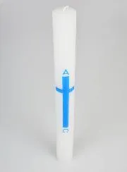 Alpha Omega Processional Candle 40cm - Blue