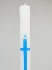 Alpha Omega Processional Candle 40cm - Blue