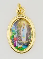 Golden Medal Our Lady of Lourdes - 25mm