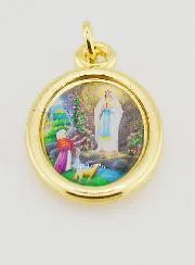 Golden Medal Our Lady of Lourdes - 25mm