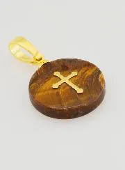Transparent Medal With Cross - Brown