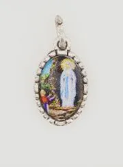 Twisted Edge Medal 15mm - Our Lady of Lourdes