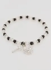 Religious Bracelet Black and Transparent Beads