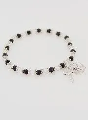 Religious Bracelet Black and Transparent Beads