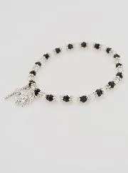 Religious Bracelet Black and Transparent Beads