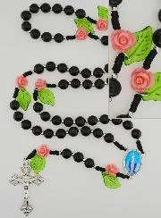 Rosary of the Miraculous Virgin in Black Glass