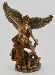 Religious Statue of Saint Michael in Bronze - 15 cm