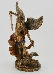 Religious Statue of Saint Michael in Bronze - 15 cm