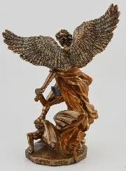 Religious Statue of Saint Michael in Bronze - 15 cm