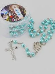 Lourdes Rosary with Blue Mother-of-Pearl Beads - Gift Box