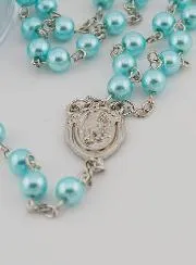 Lourdes Rosary with Blue Mother-of-Pearl Beads - Gift Box
