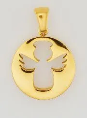 Openwork Guardian Angel Medal in Golden Stainless Steel - 18mm