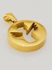Openwork Guardian Angel Medal in Golden Stainless Steel - 18mm