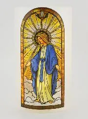 LED Candle Jar - Miraculous Madonna and Prayer
