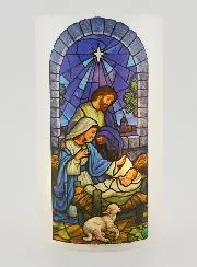 LED Candle Jar with Prayer - Nativity Scene