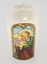 LED Candle Jar  and Prayer - Saint Joseph