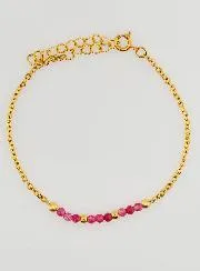 Stainless Steel Bracelet with Pink Calcedony