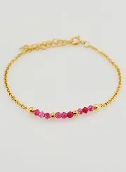 Stainless Steel Bracelet with Pink Calcedony