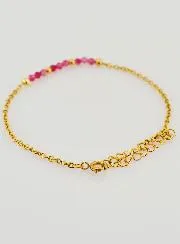 Stainless Steel Bracelet with Pink Calcedony