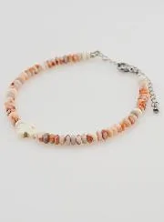 Bracelet Cross and Pink Granite Stones