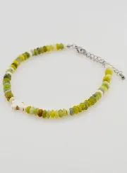 Bracelet with Cross and Green Stones