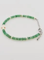 Bracelet with Cross and Green Glass Stones