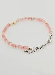 Bracelet with Cross and Pink Glass Stones