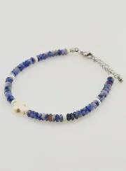 Bracelet with Cross and Blue Stones