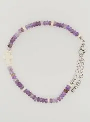 Bracelet with Cross and Purple Glass Beads