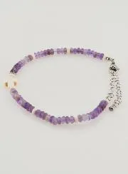Bracelet with Cross and Purple Glass Beads