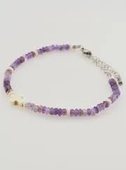 Bracelet with Cross and Purple Glass Beads